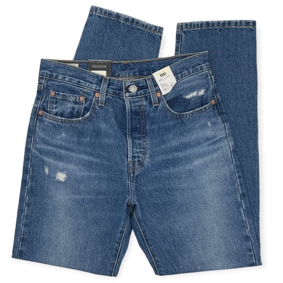 NWT Levi's 501 High Rise Straight Leg Jeans Dark Wash Quality Denim - Picture 6 of 6